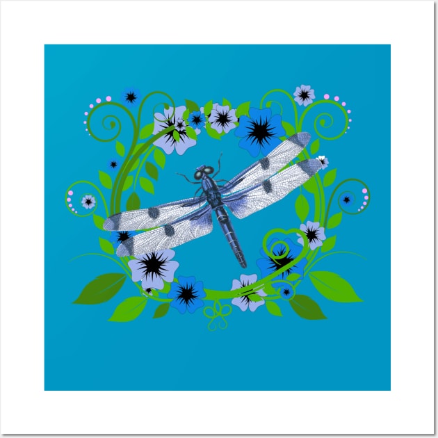 Dragonfly Flowers Wall Art by letnothingstopyou